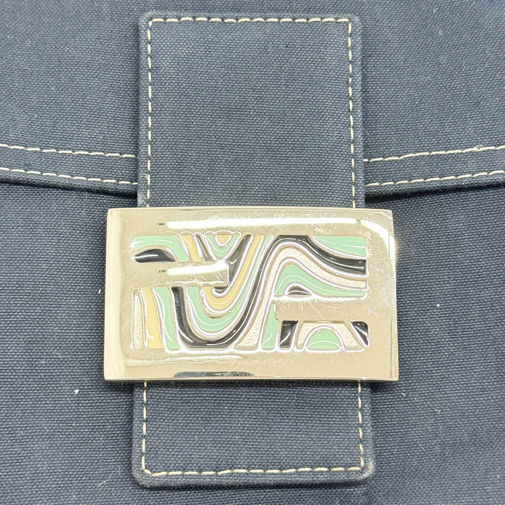 Baguette Blue Denim Shoulder Bag