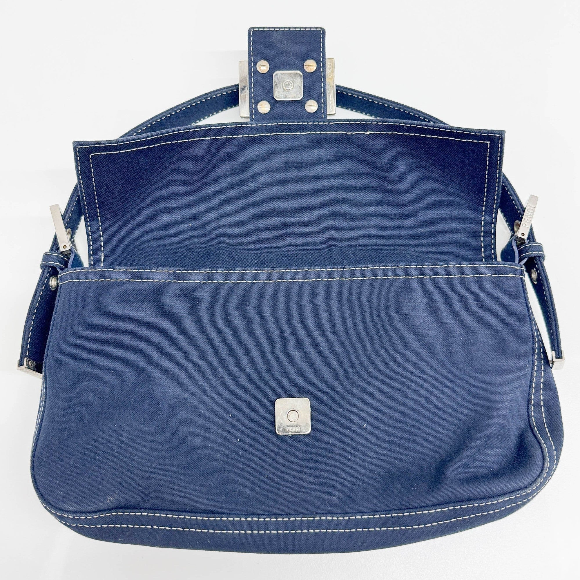 Baguette Blue Denim Shoulder Bag