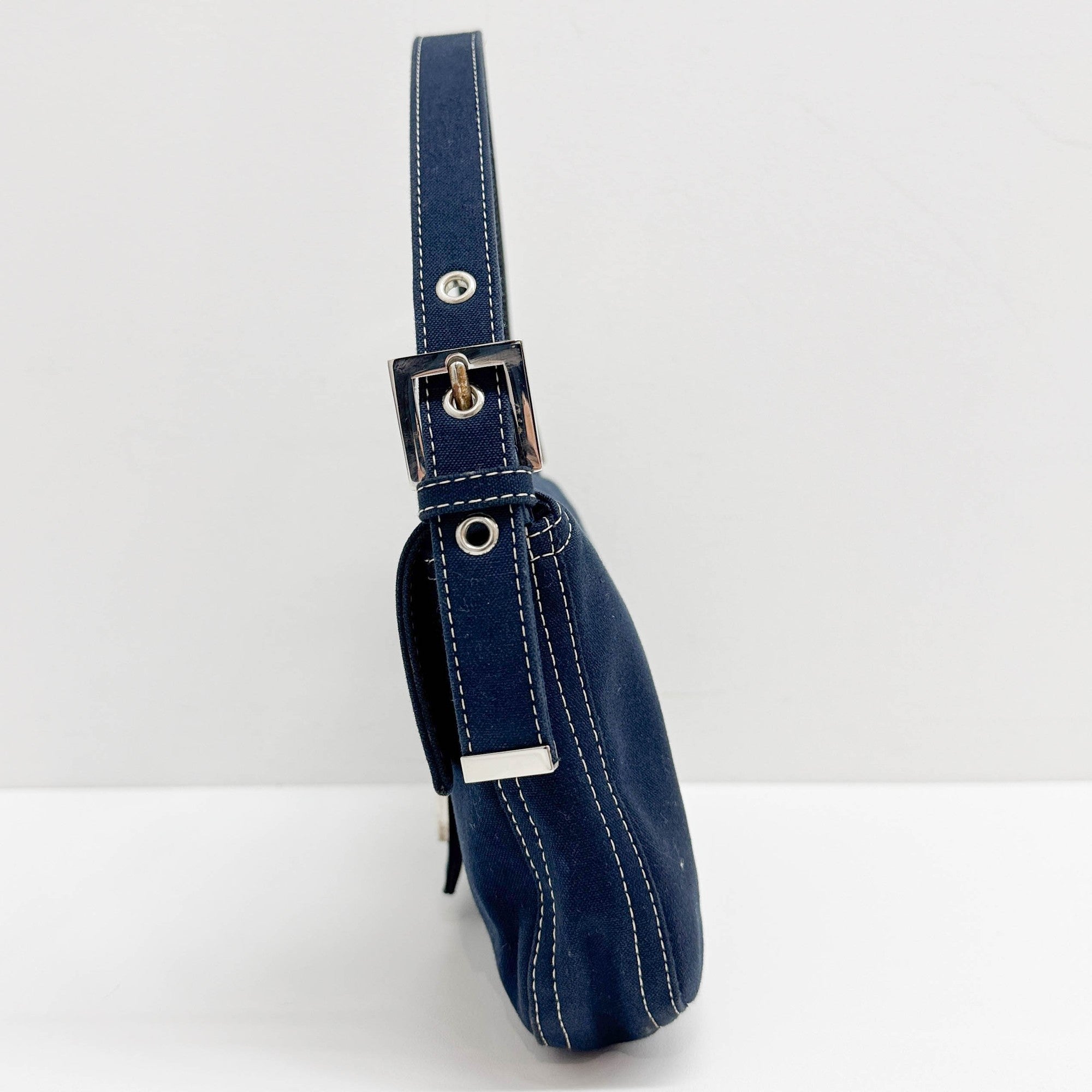 Baguette Blue Denim Shoulder Bag