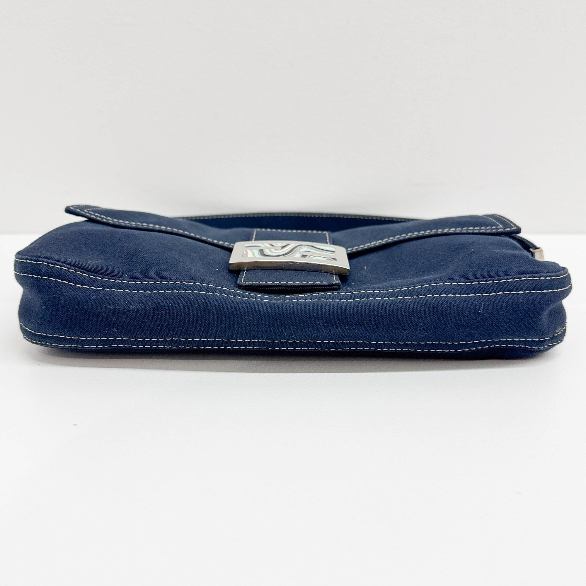 Baguette Blue Denim Shoulder Bag