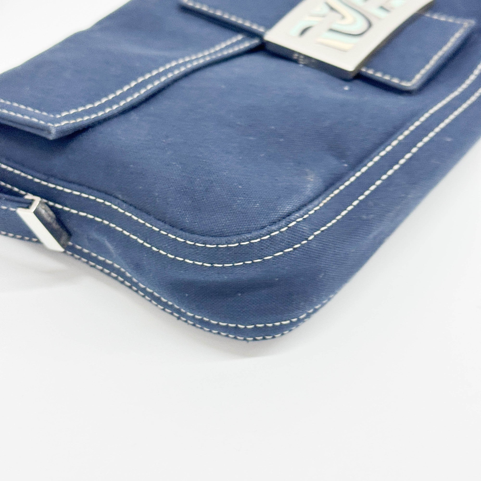 Baguette Blue Denim Shoulder Bag