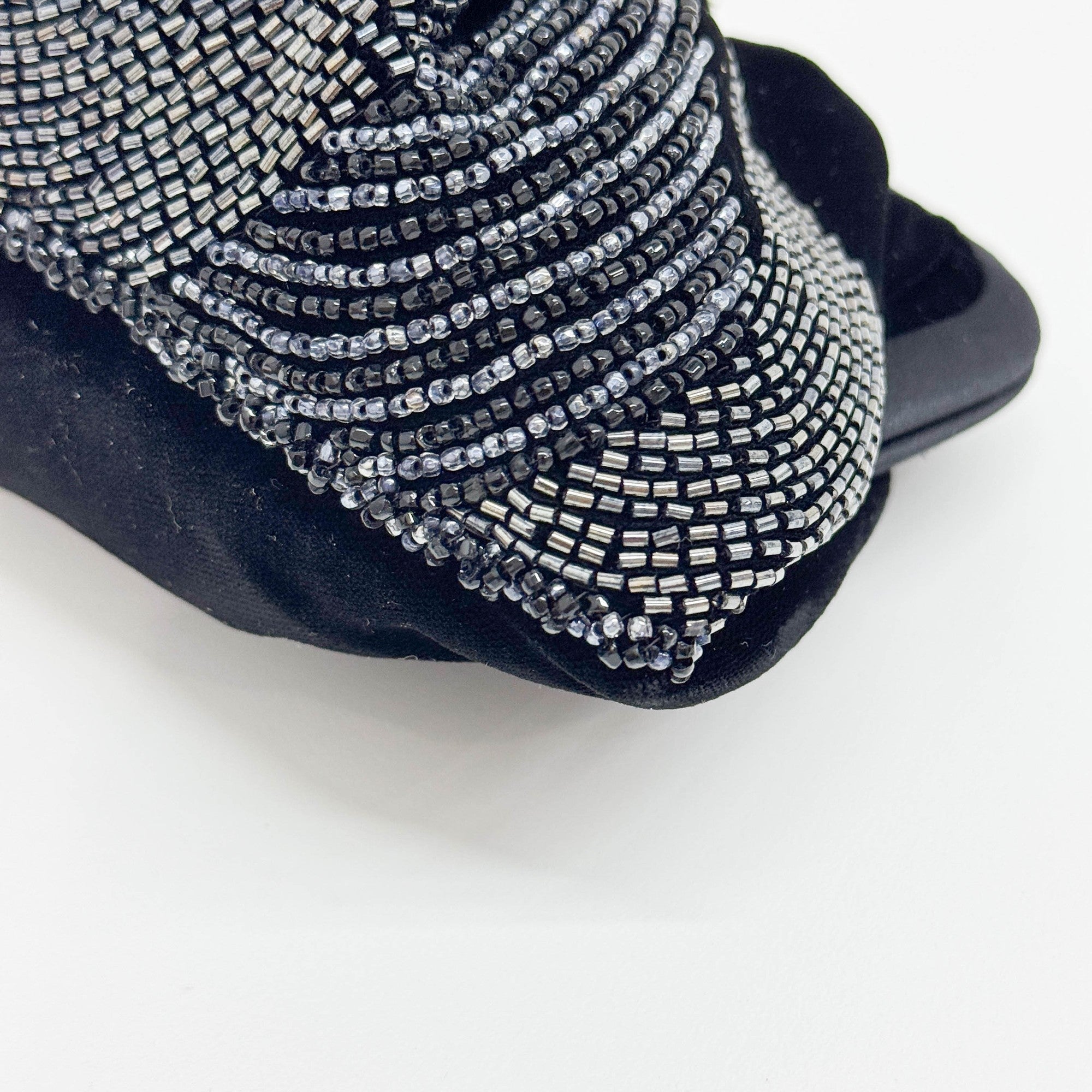 Beaded Embroidery Black Velvet Shoulder Bag