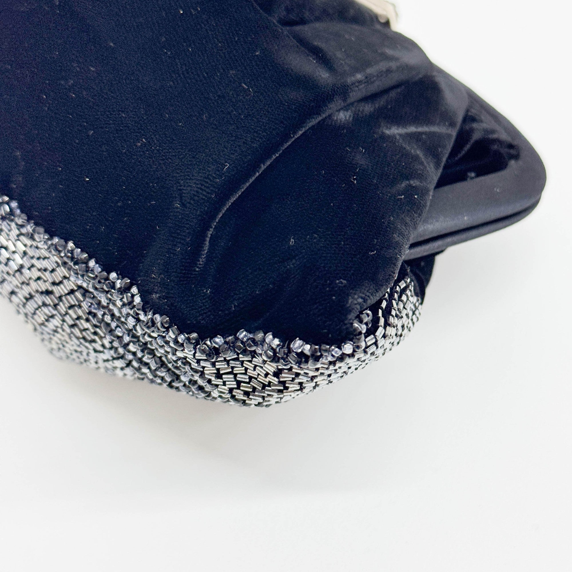 Beaded Embroidery Black Velvet Shoulder Bag