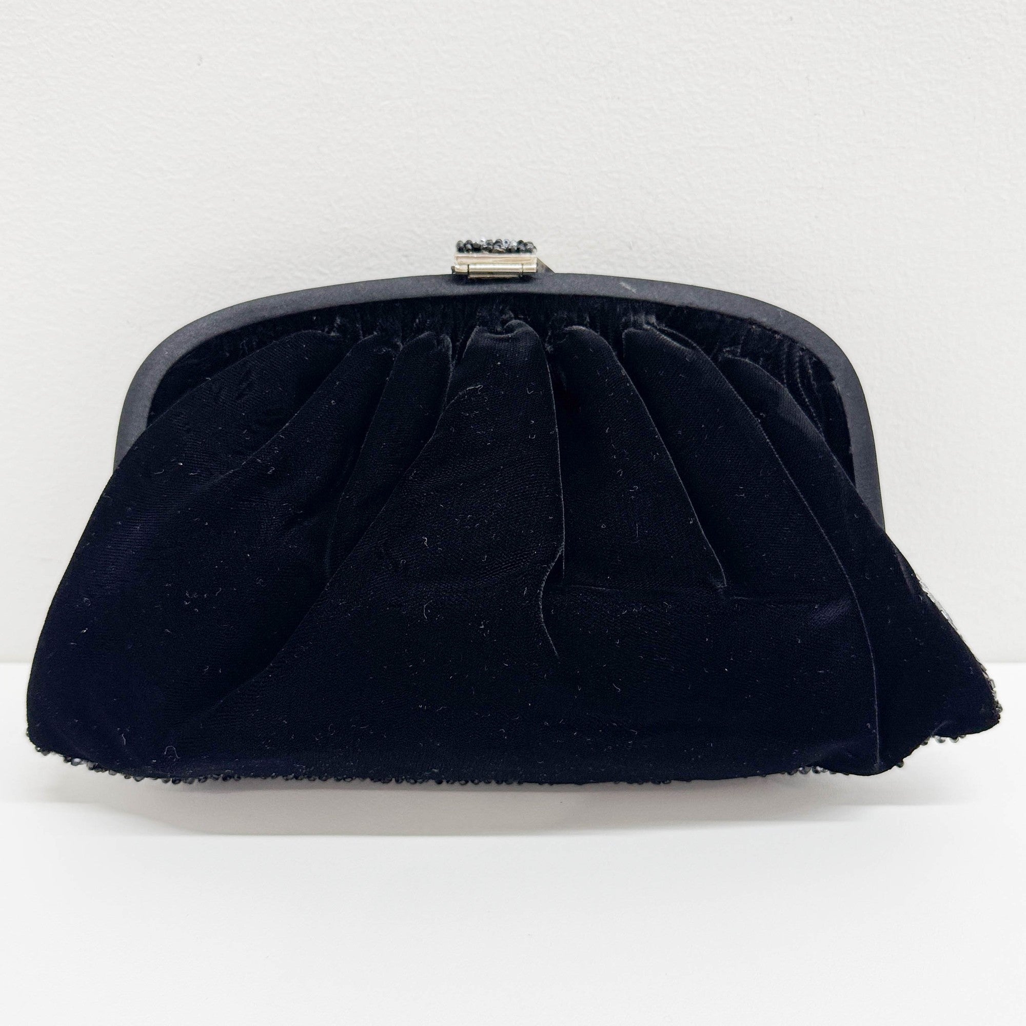 Beaded Embroidery Black Velvet Shoulder Bag