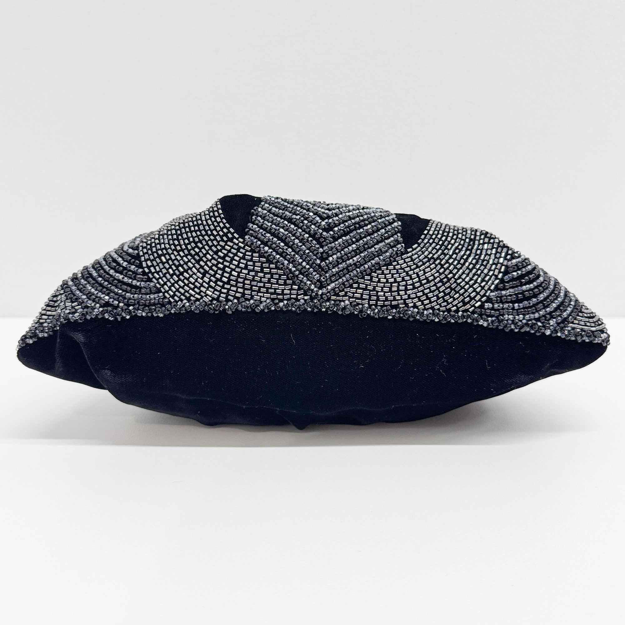 Beaded Embroidery Black Velvet Shoulder Bag