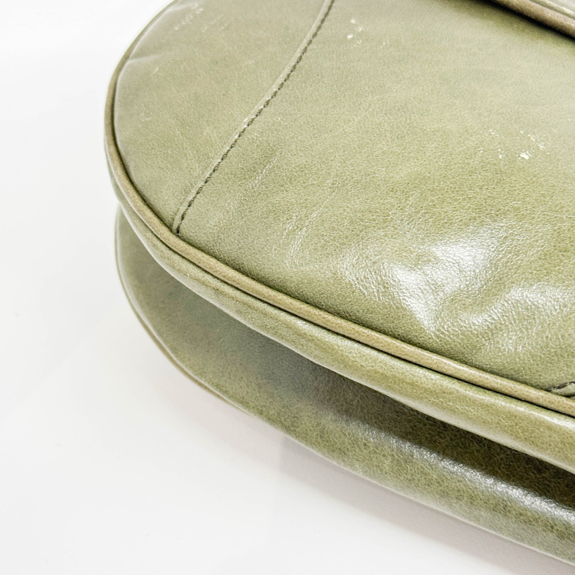 Saddle Green Leather Shoulder Bag