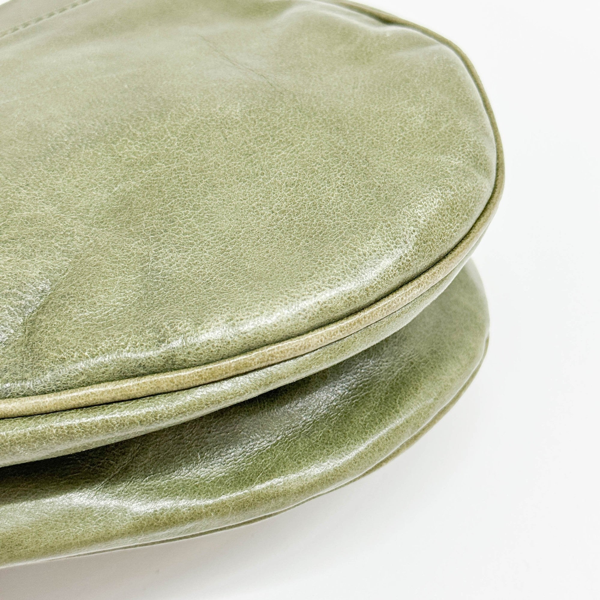 Saddle Green Leather Shoulder Bag