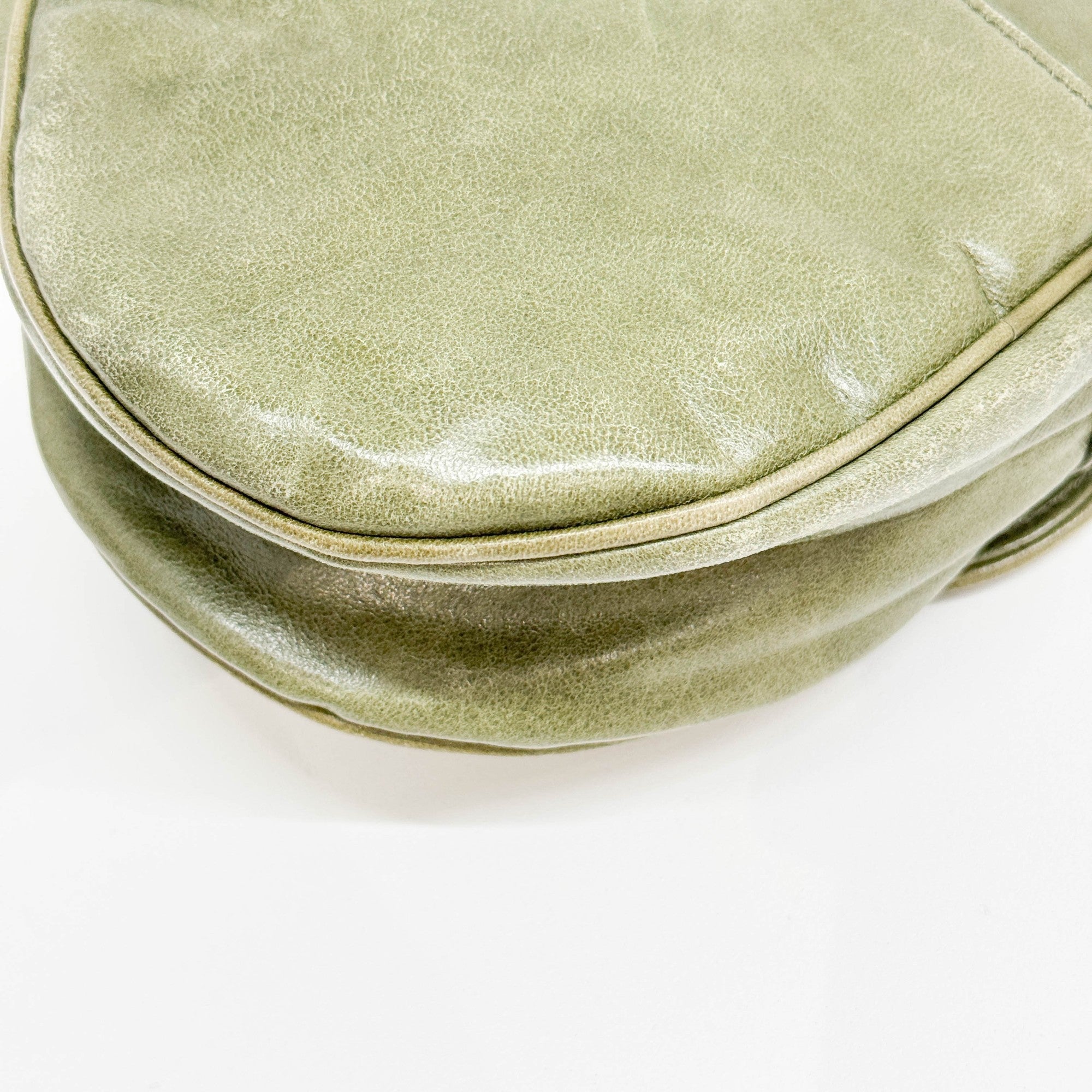 Saddle Green Leather Shoulder Bag
