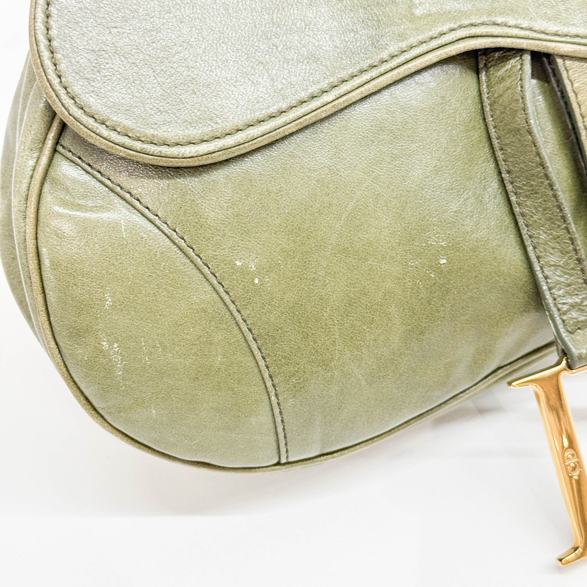 Saddle Green Leather Shoulder Bag