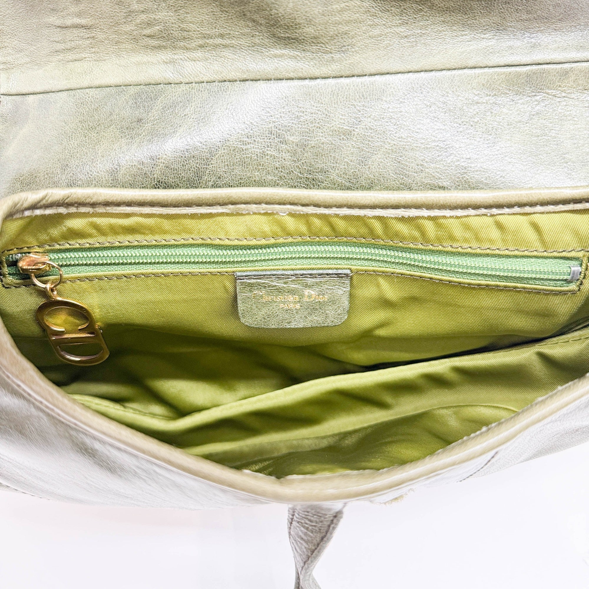 Saddle Green Leather Shoulder Bag