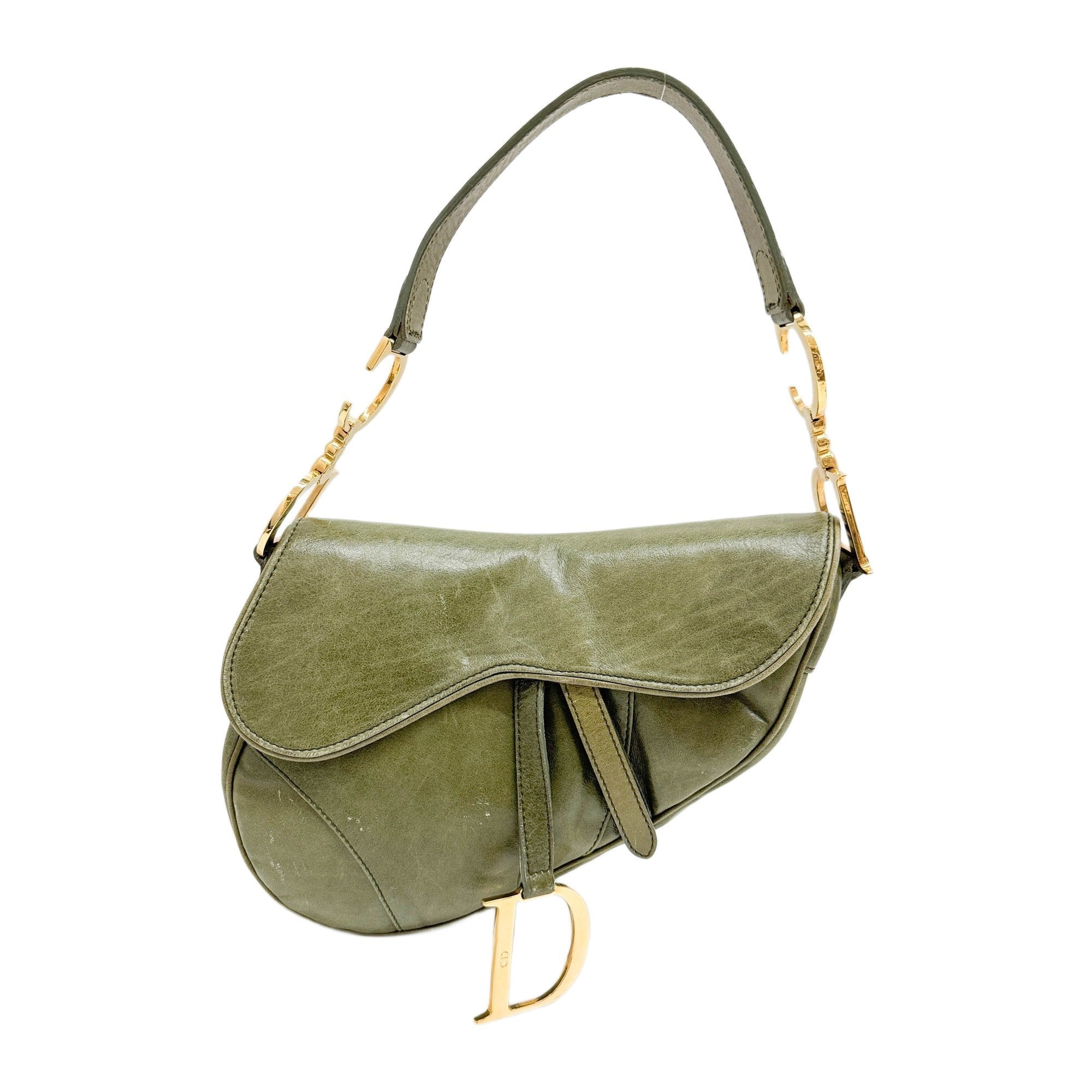 Saddle Green Leather Shoulder Bag