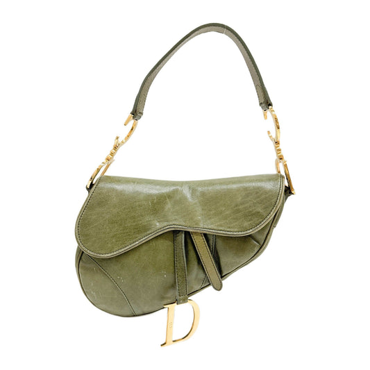 Saddle Green Leather Shoulder Bag