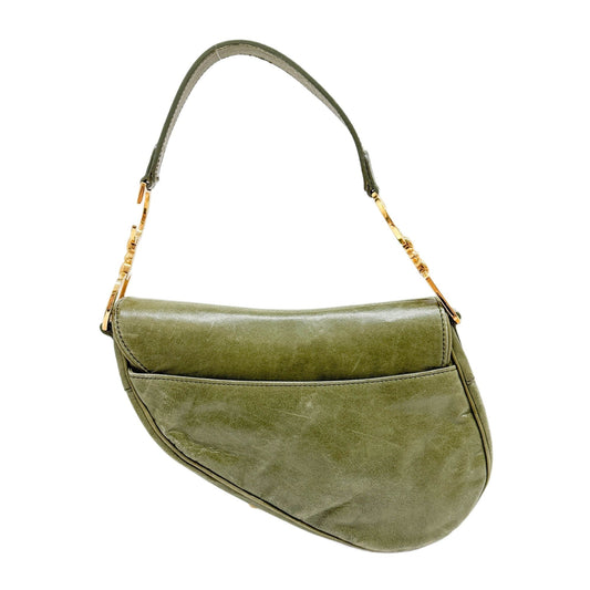 Saddle Green Leather Shoulder Bag