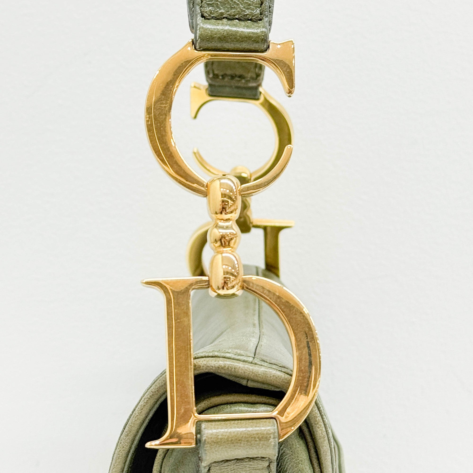 Saddle Green Leather Shoulder Bag