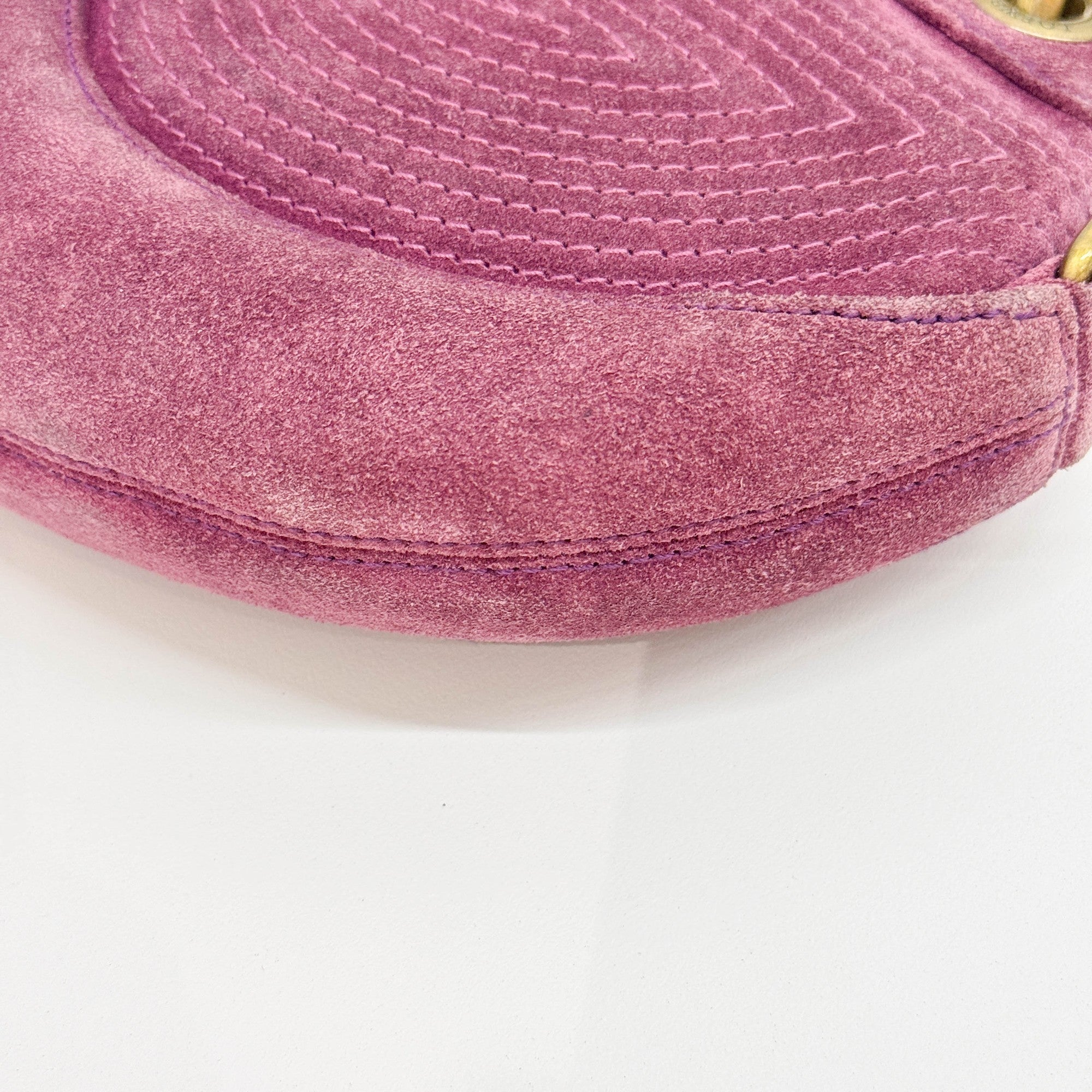 Vintage Brass Hardware Purple Suede Shoulder Bag