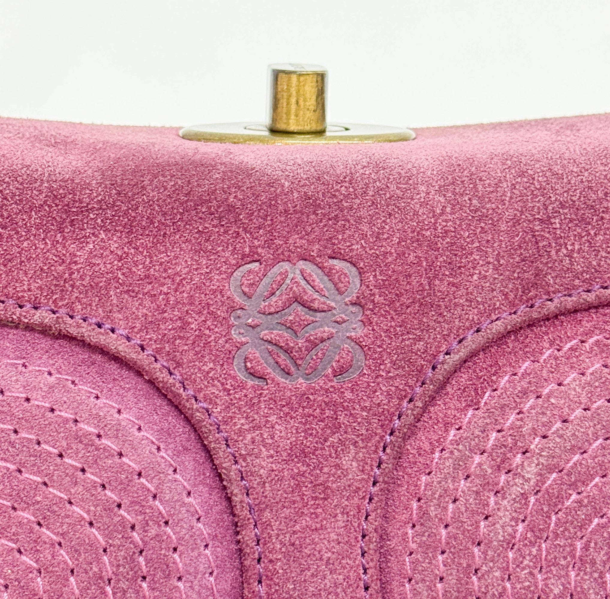 Vintage Brass Hardware Purple Suede Shoulder Bag