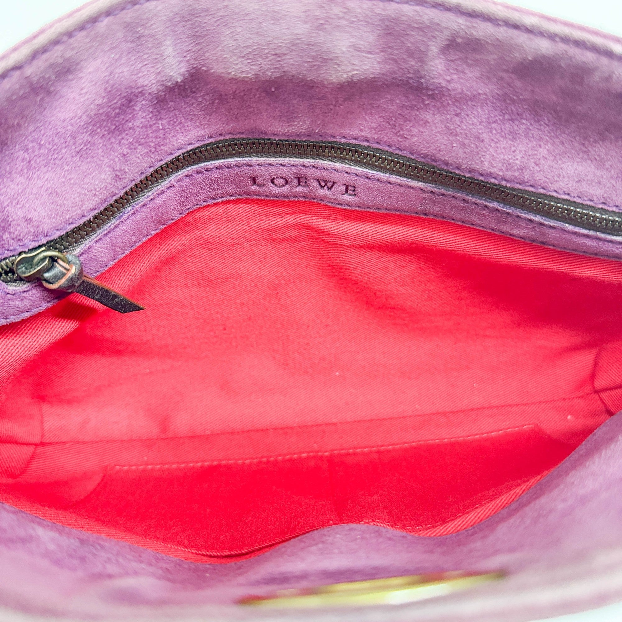 Vintage Brass Hardware Purple Suede Shoulder Bag