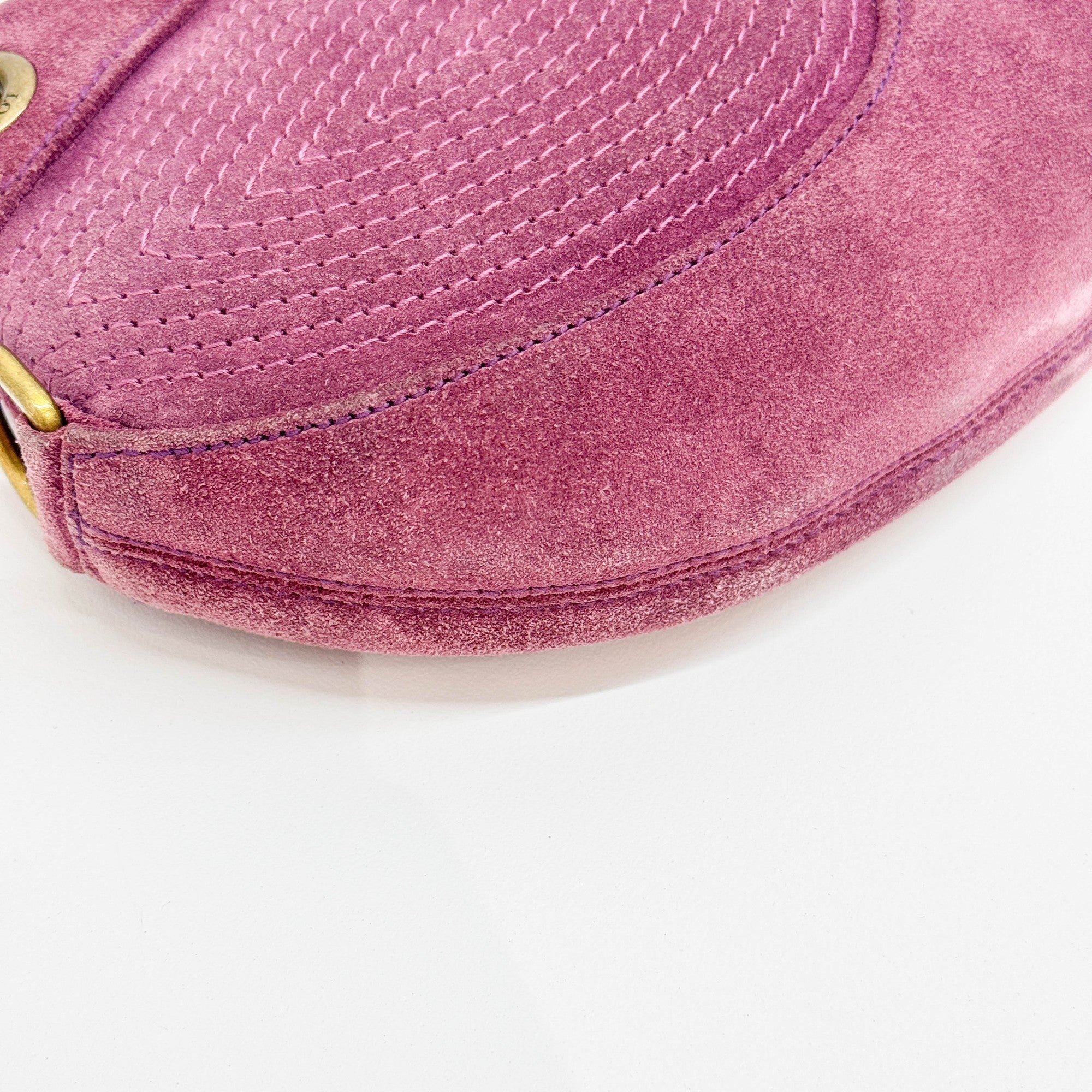 Vintage Brass Hardware Purple Suede Shoulder Bag