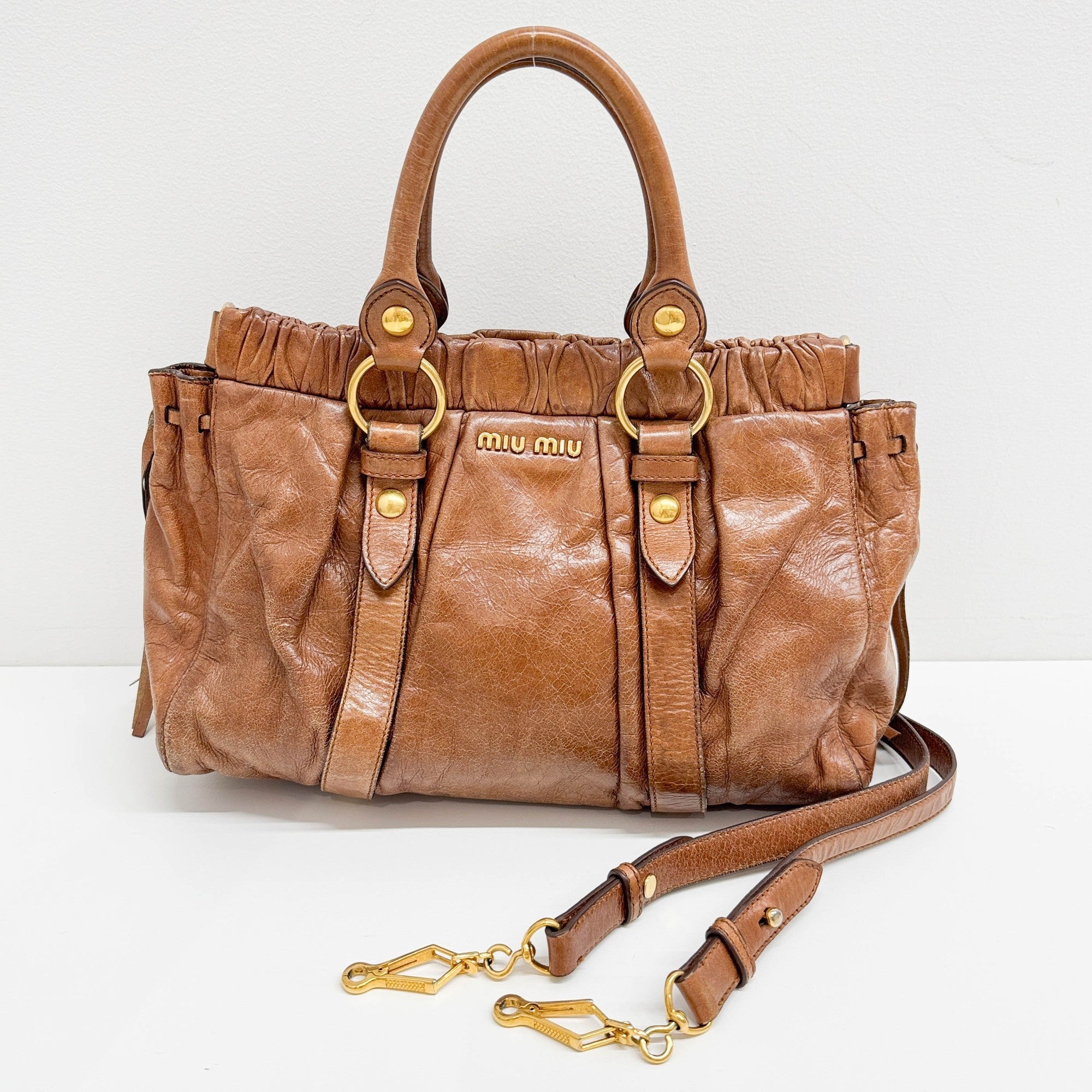 Vitello Brown Leather Two-Way Bag