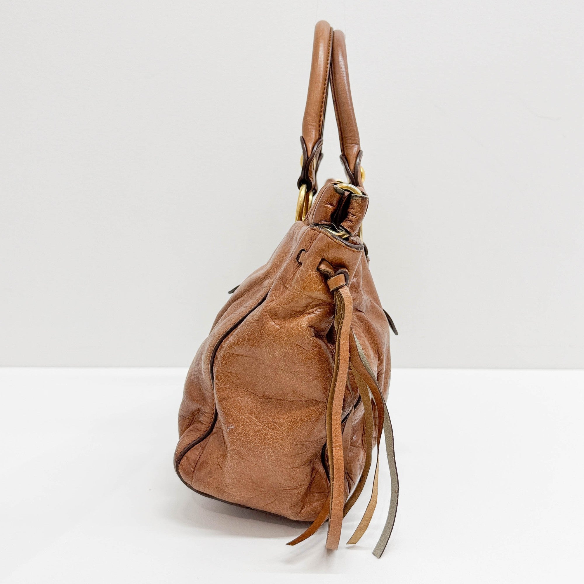 Vitello Brown Leather Two-Way Bag