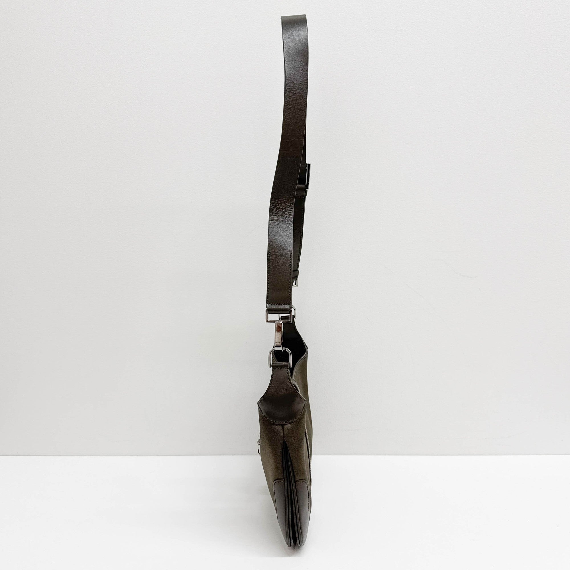 Mini Jackie Olive Green Satin Shoulder Bag