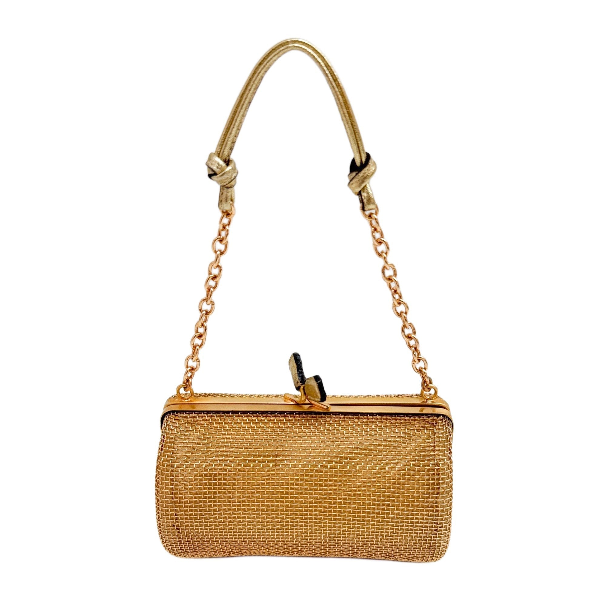 Mini Gold Pleated Accessory Hand Bag