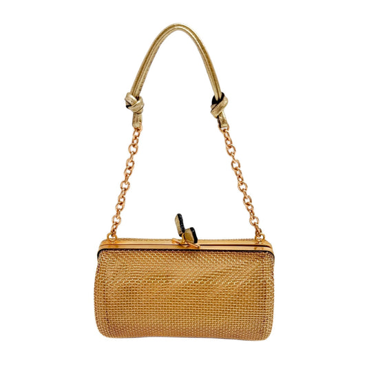 Mini Gold Pleated Accessory Hand Bag