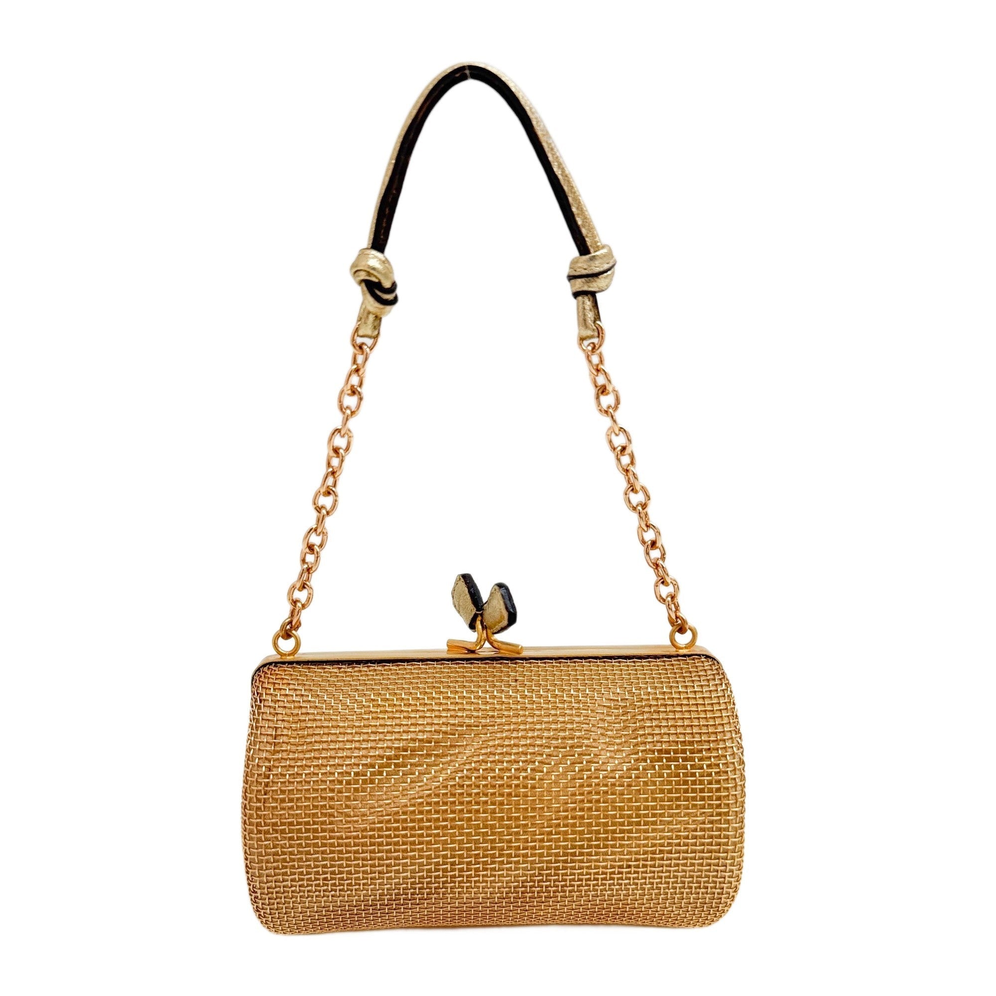 Mini Gold Pleated Accessory Hand Bag