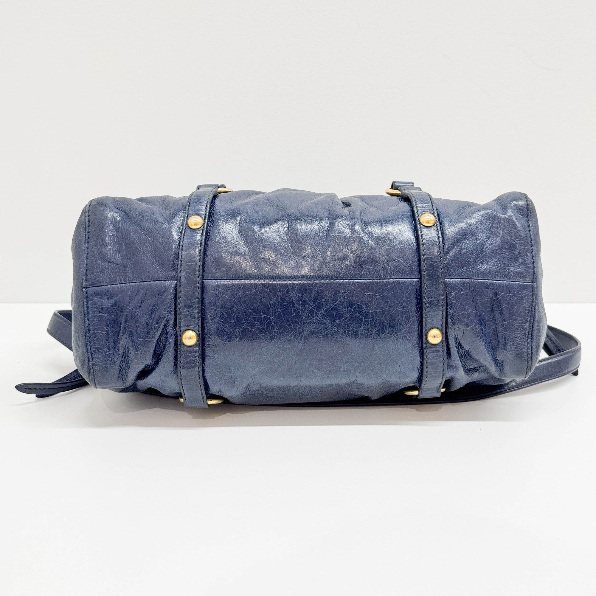 Vitello Navy Leather Two-Way Bag