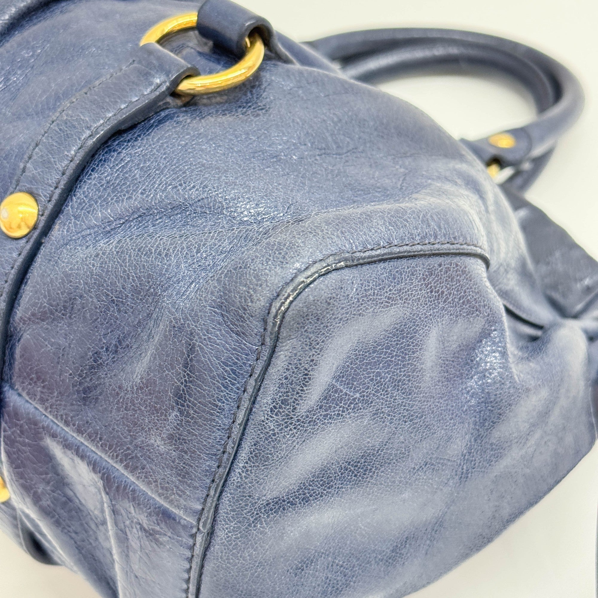 Vitello Navy Leather Two-Way Bag