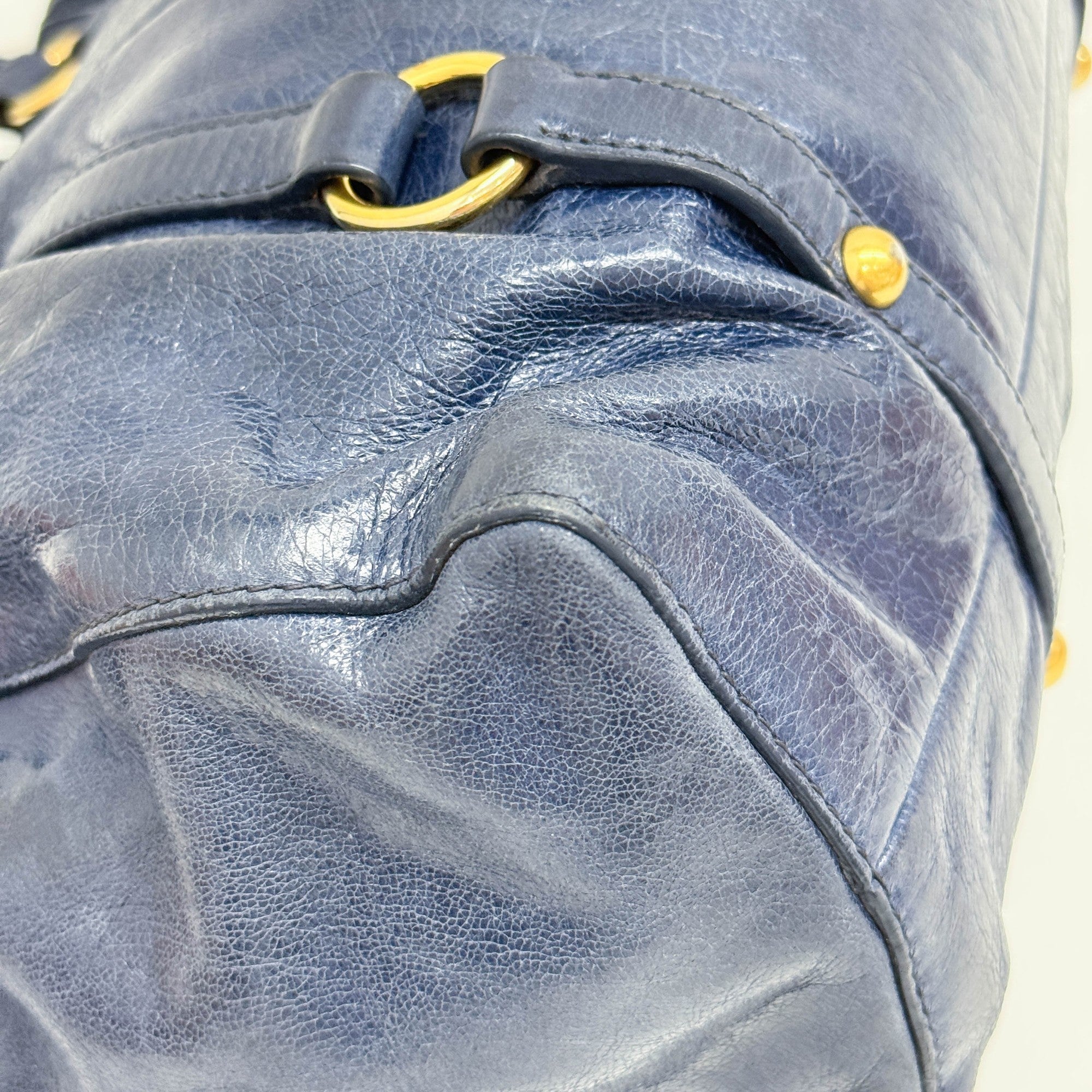 Vitello Navy Leather Two-Way Bag