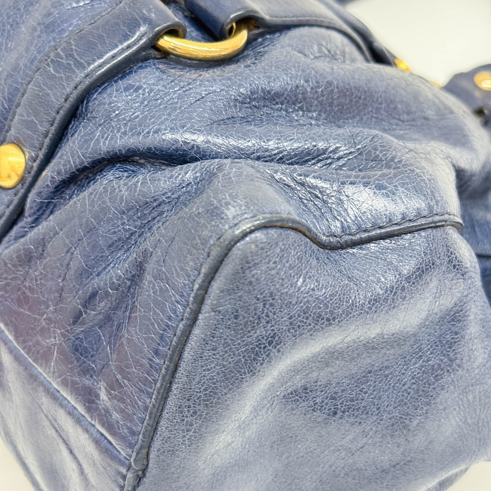 Vitello Navy Leather Two-Way Bag