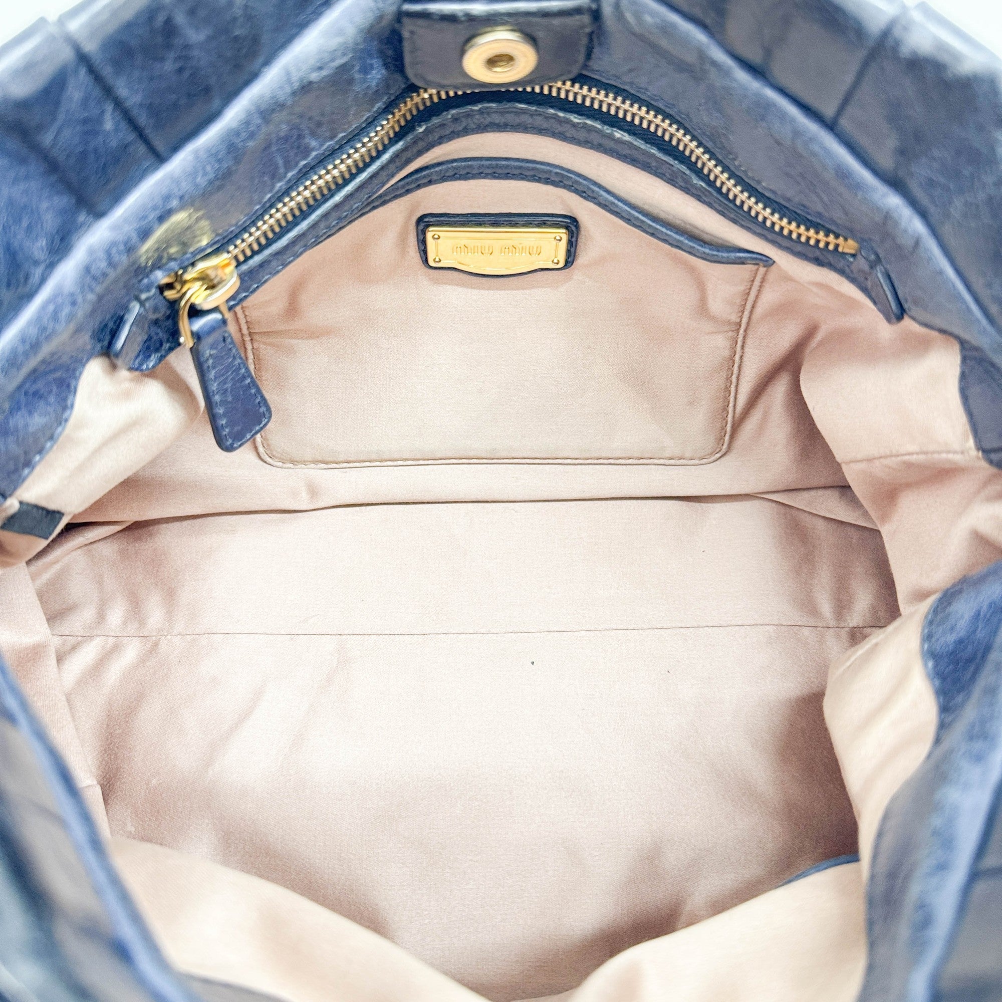 Vitello Navy Leather Two-Way Bag