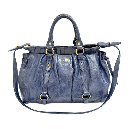 Vitello Navy Leather Two-Way Bag