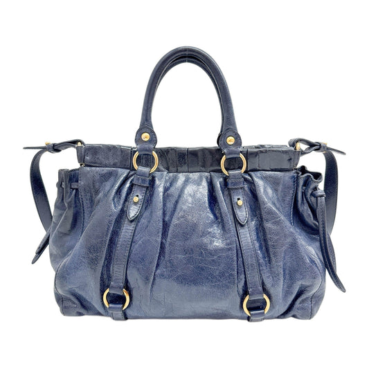 Vitello Navy Leather Two-Way Bag