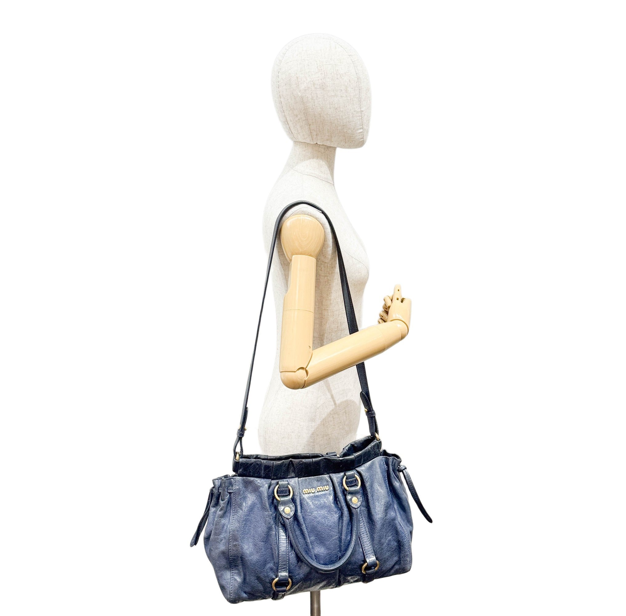 Vitello Navy Leather Two-Way Bag