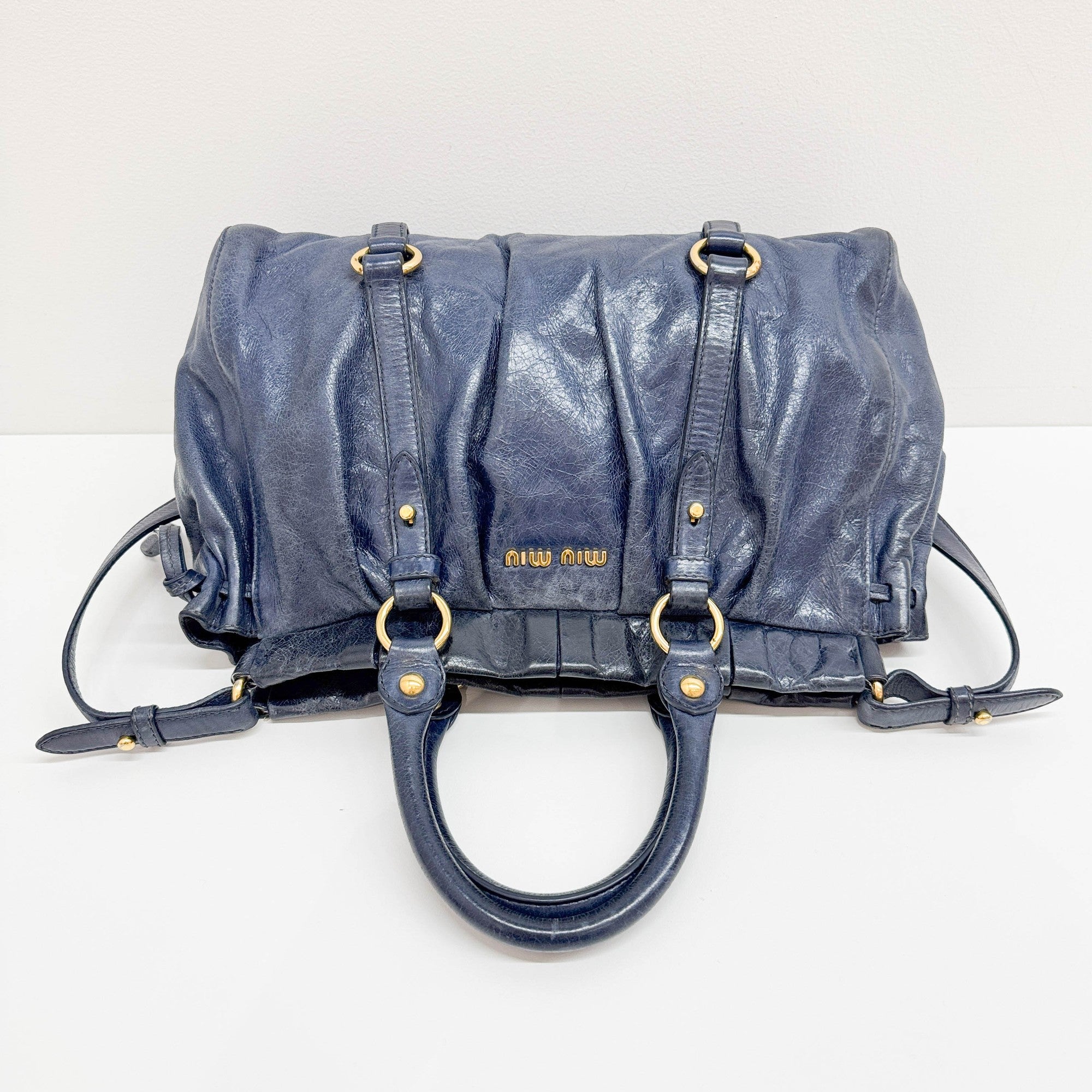 Vitello Navy Leather Two-Way Bag