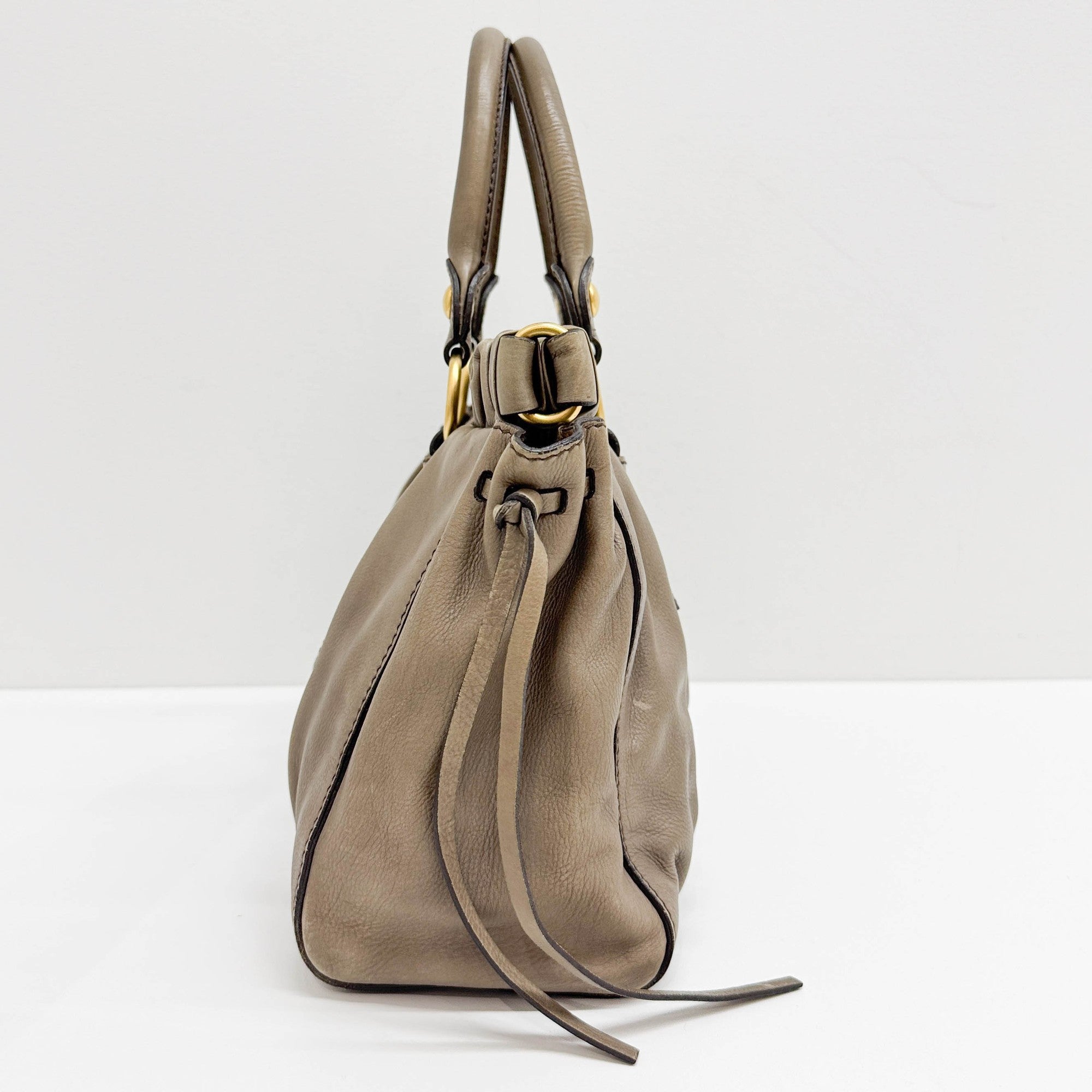 Vitello Dusty Brown Leather Hand Bag