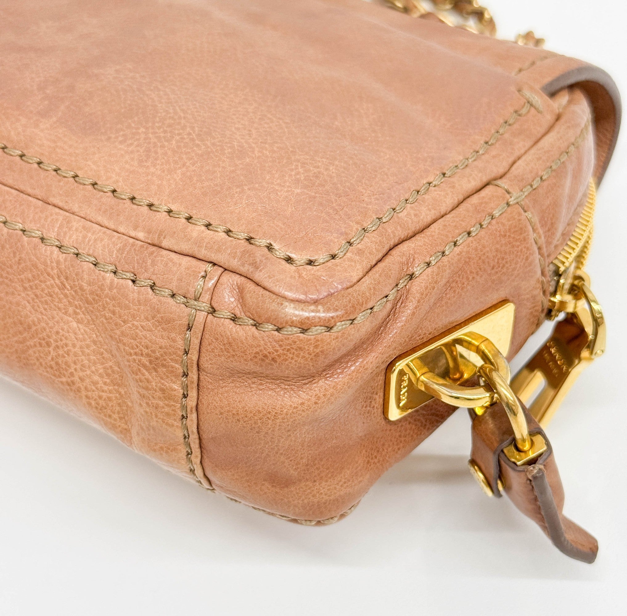 Sound Lock Brown Leather Shoulder Bag