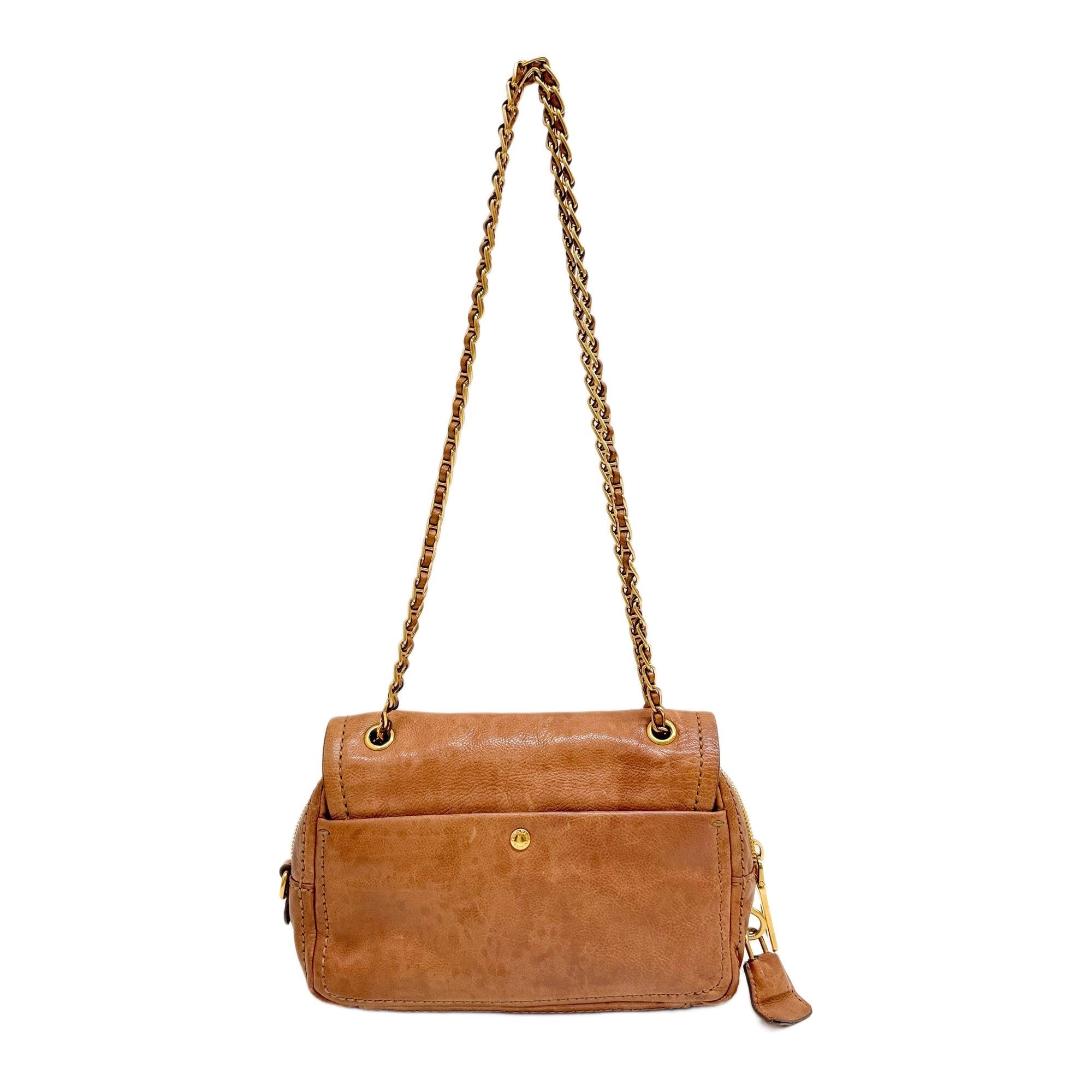 Sound Lock Brown Leather Shoulder Bag