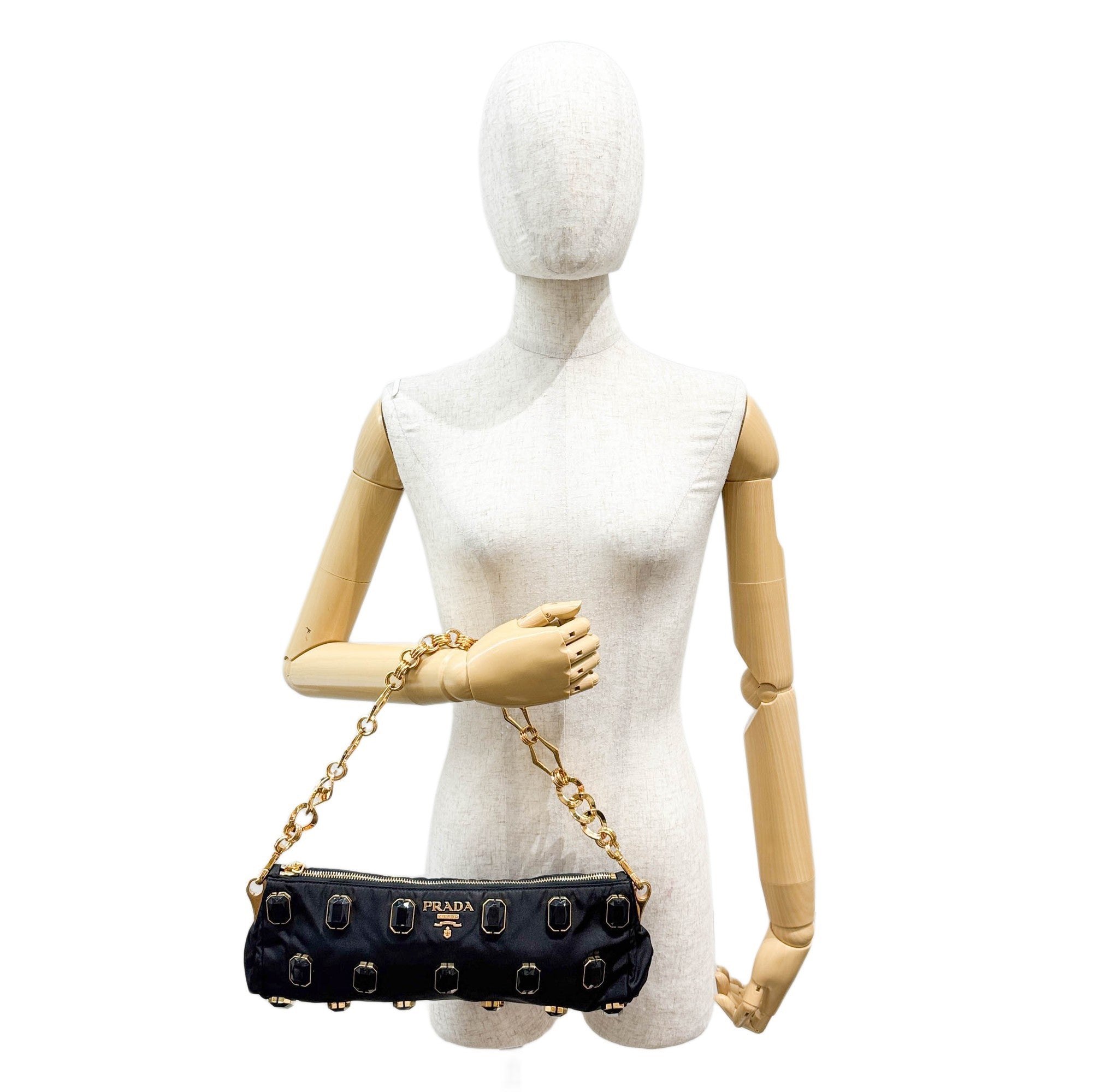 Pietre Black Nylon Shoulder Bag