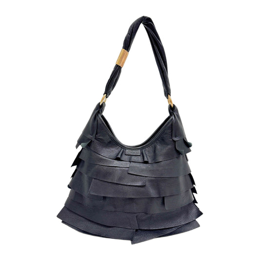 Saint Tropez Black Leather Shoulder Bag