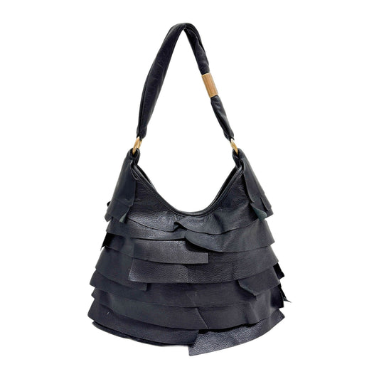Saint Tropez Black Leather Shoulder Bag