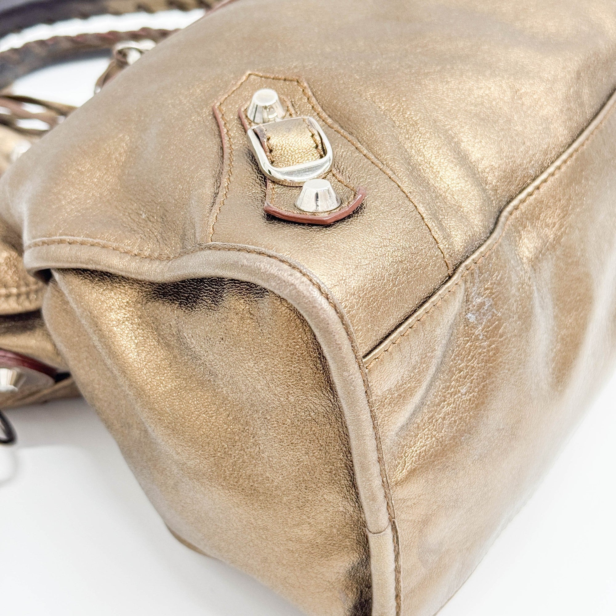 The City Gold Metallic Leather Two Way Bag