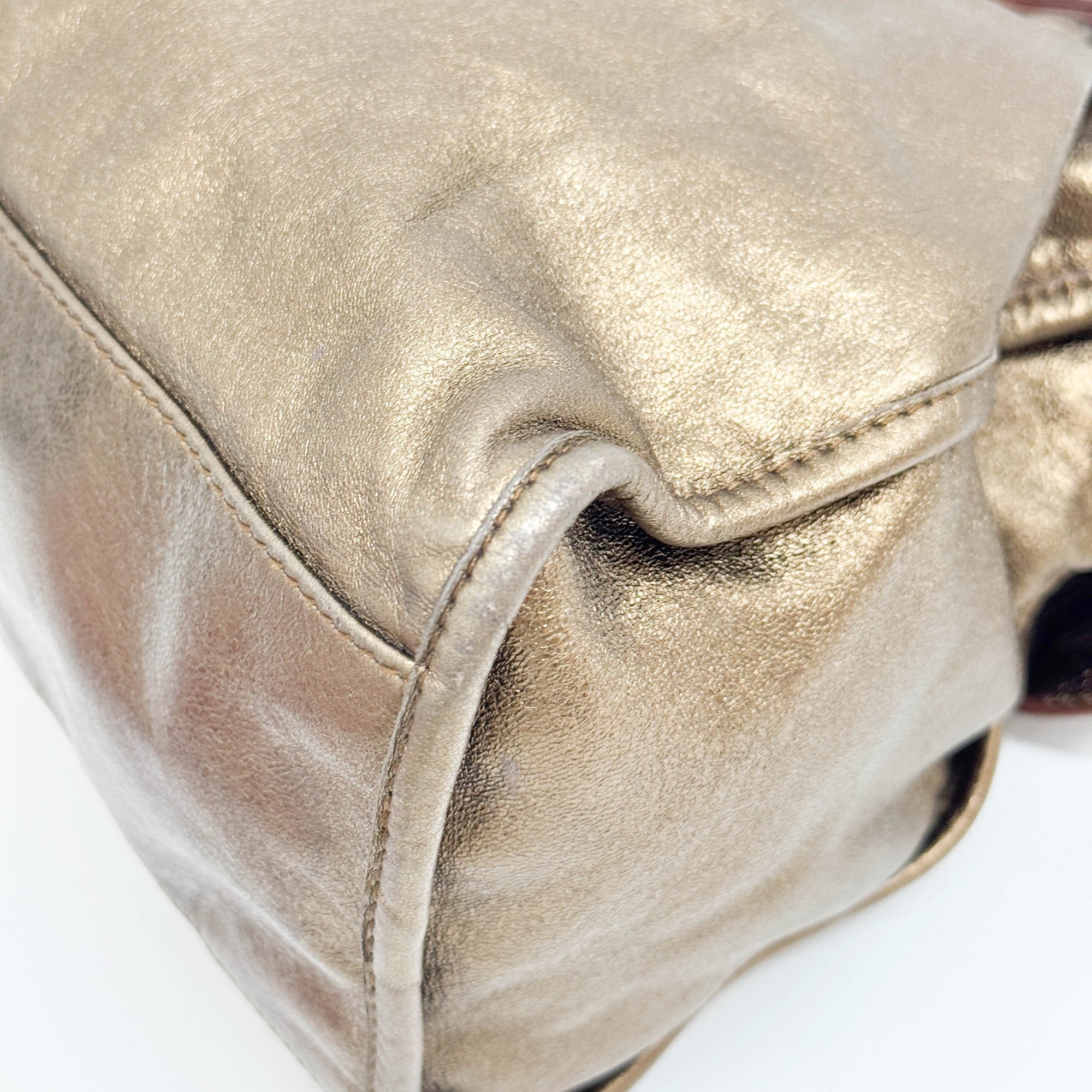 The City Gold Metallic Leather Two Way Bag