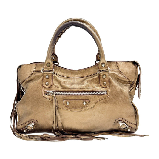 The City Gold Metallic Leather Two Way Bag