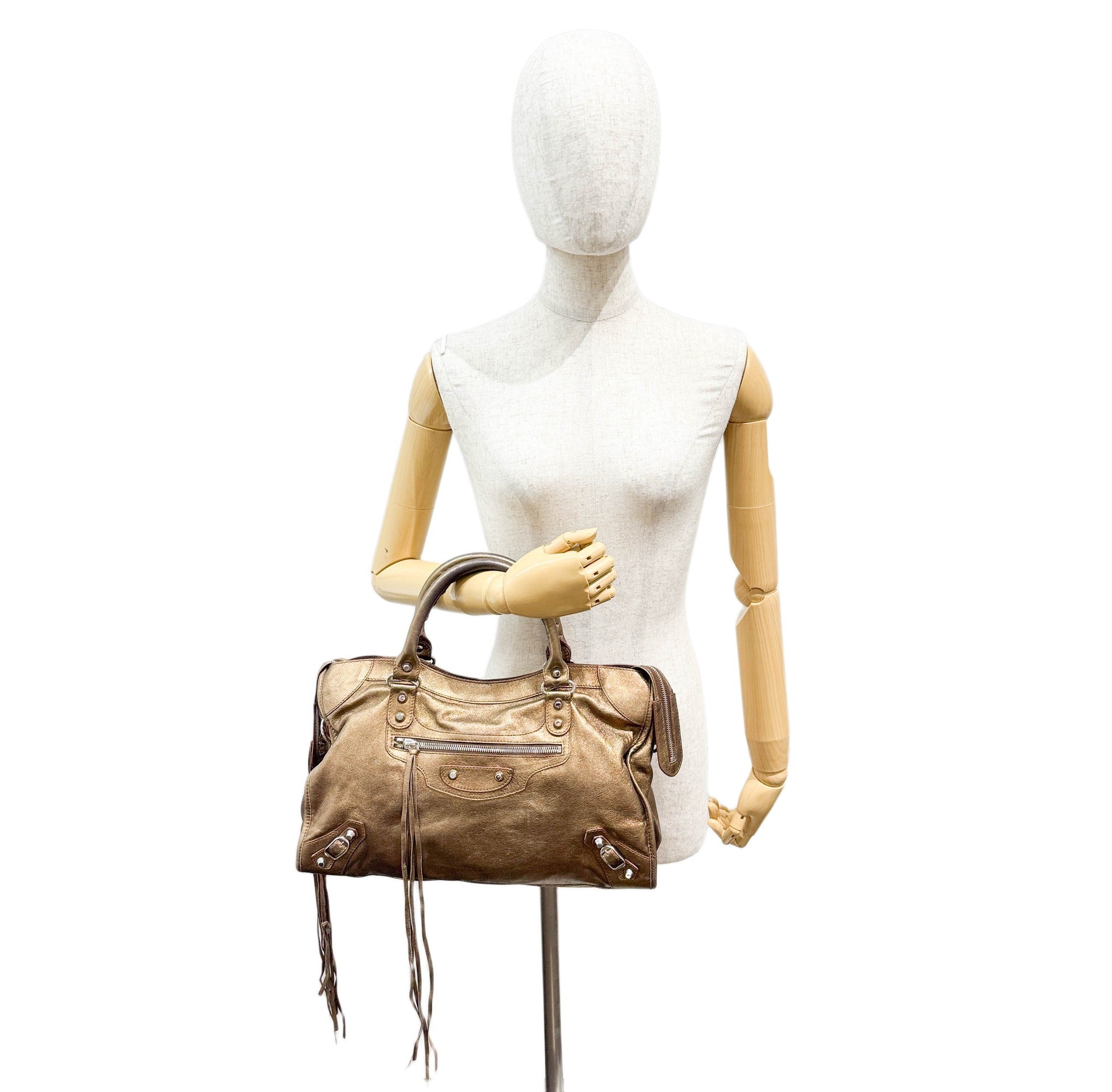 The City Gold Metallic Leather Two Way Bag