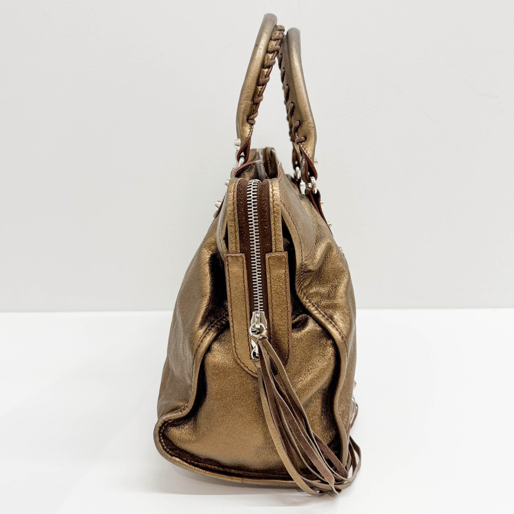 The City Gold Metallic Leather Two Way Bag