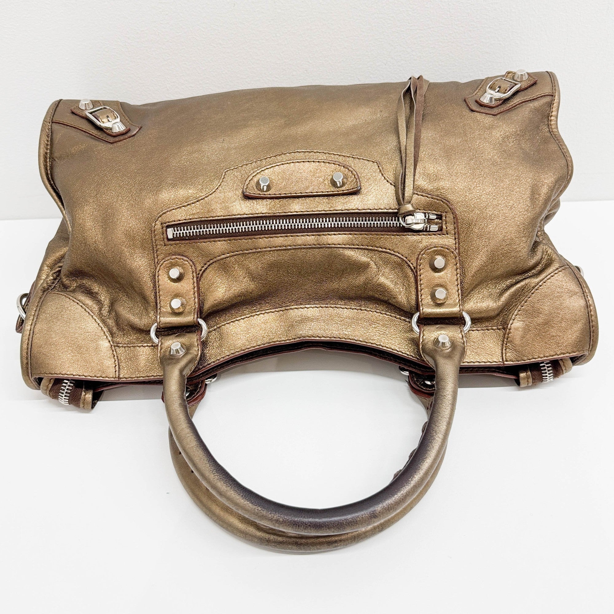 The City Gold Metallic Leather Two Way Bag