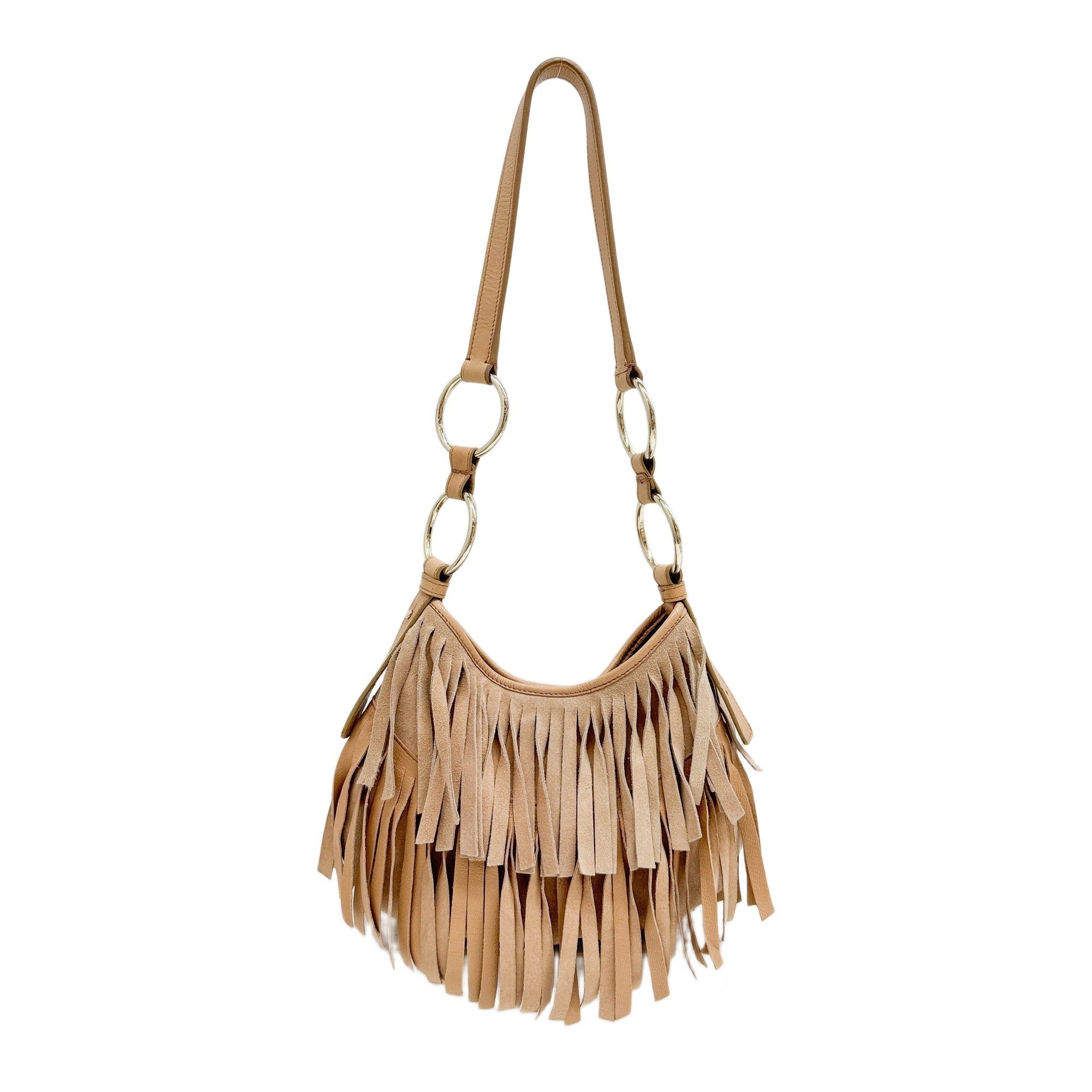 Mini La Boheme Fringe Tan Suede Shoulder Bag